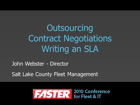 Outsourcing Contract Negotiations Writing an SLA