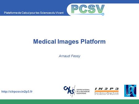 Plateforme de Calcul pour les Sciences du Vivant  Medical Images Platform Arnaud Fessy.