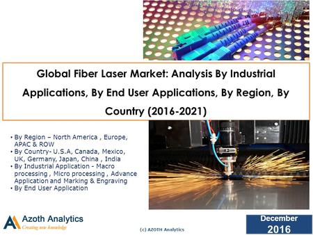 (c) AZOTH Analytics December 2016 Global Fiber Laser Market: Analysis By Industrial Applications, By End User Applications, By Region, By Country ( )