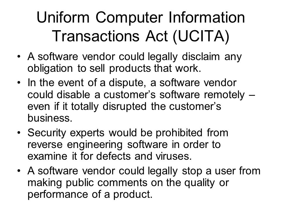 The Uniform Computer Information Transactions Act 68