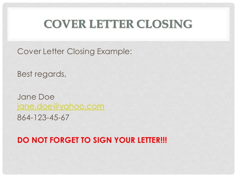 cover letter closings