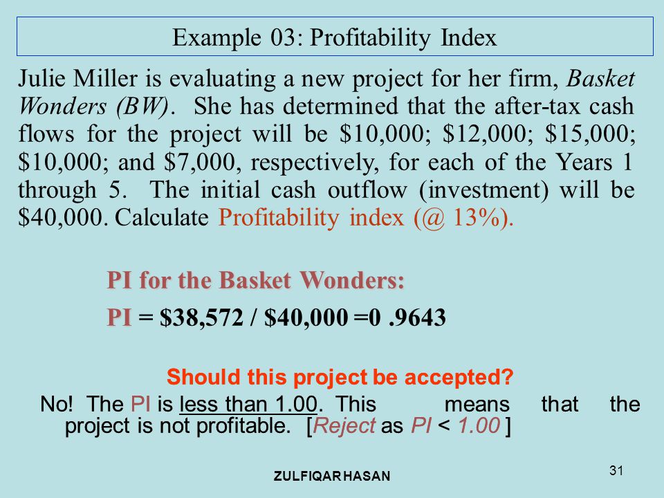 profitability index example