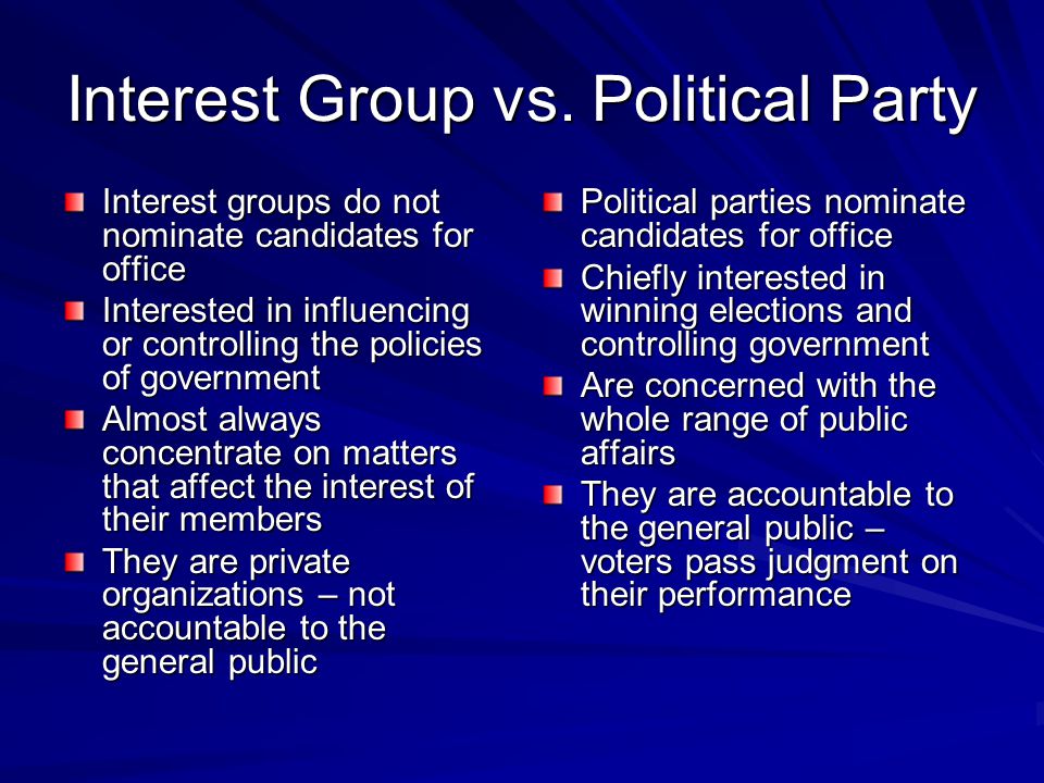 Political Party Vs Interest Group 20
