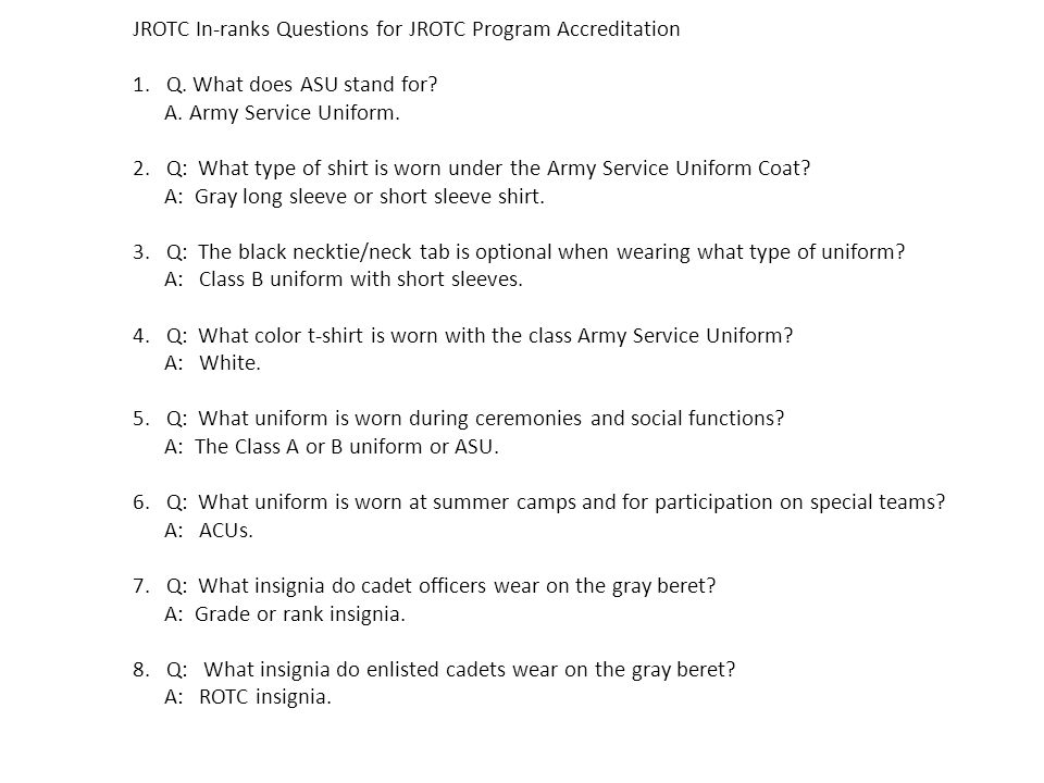 Jrotc Uniform Questions 46