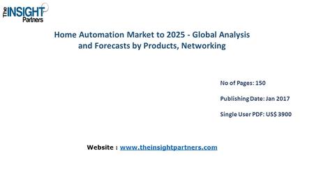 Home Automation Market to Global Analysis and Forecasts by Products, Networking No of Pages: 150 Publishing Date: Jan 2017 Single User PDF: US$