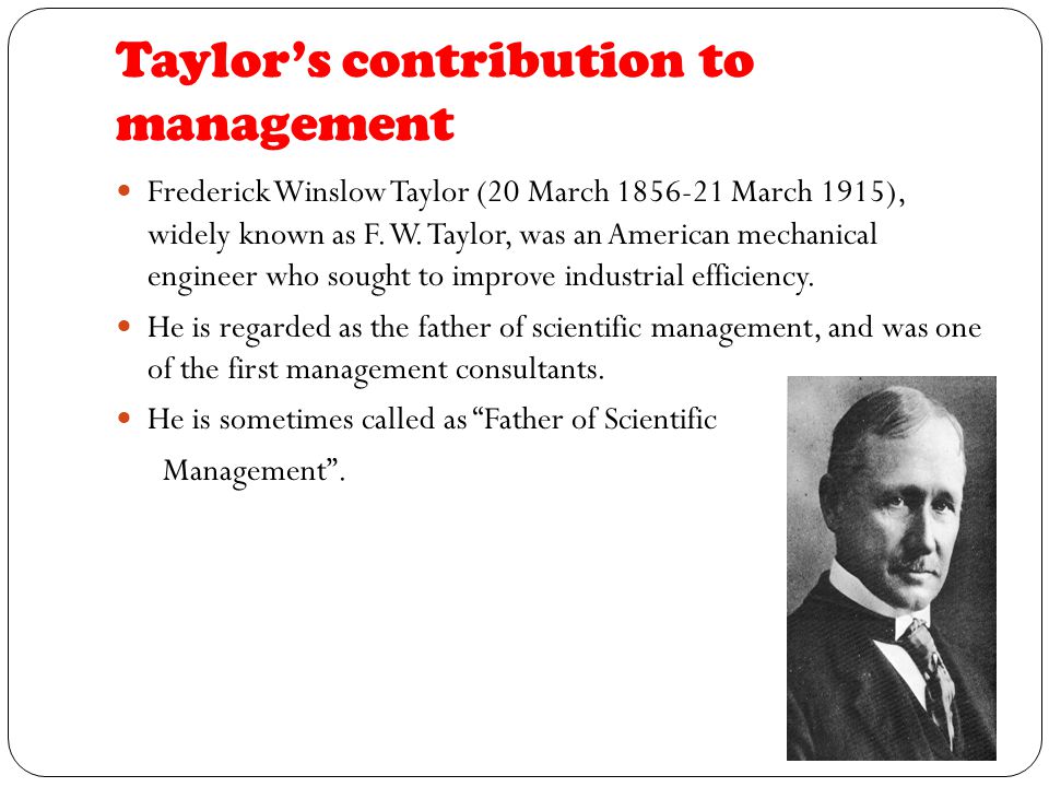 frederick winslow taylor contribution to management
