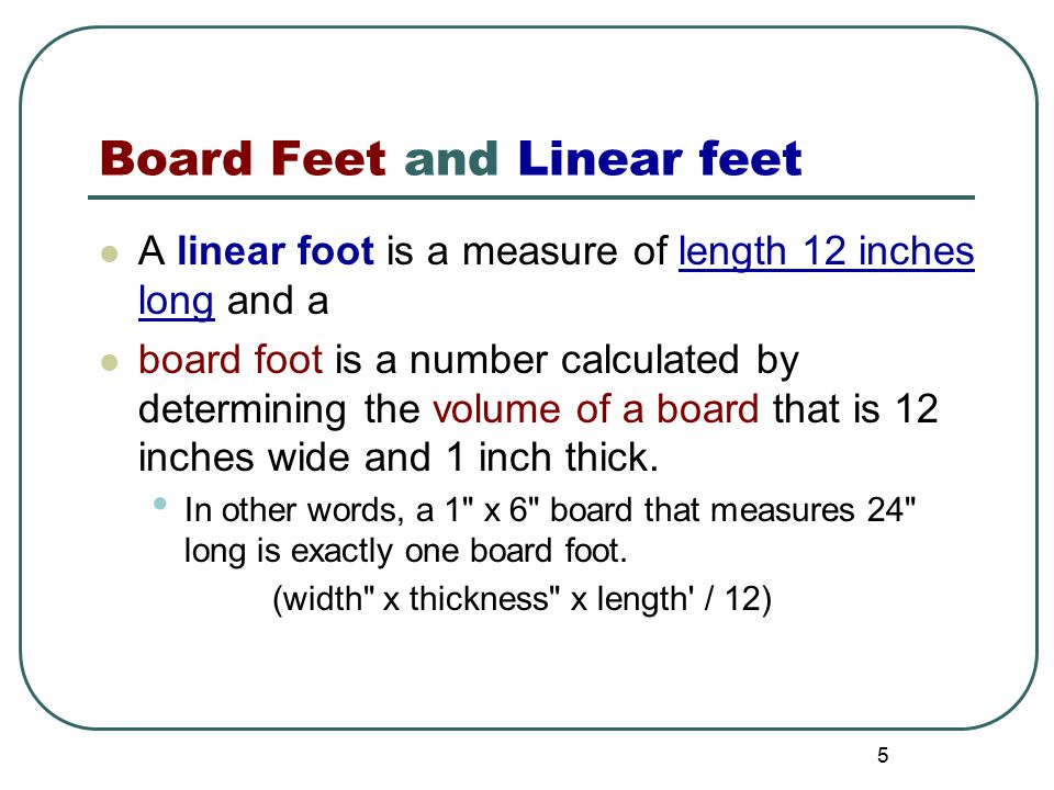 Linear Foot 101