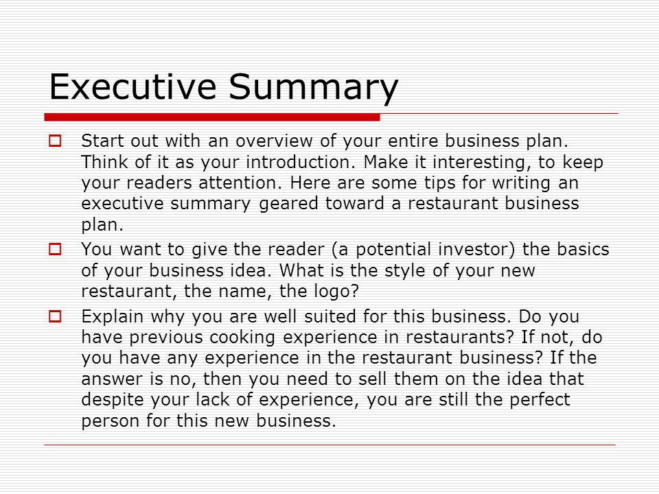 what is an executive summary in a business plan