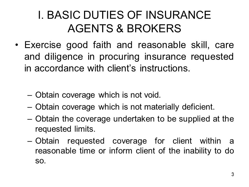 Liability of insurance agents to their clients