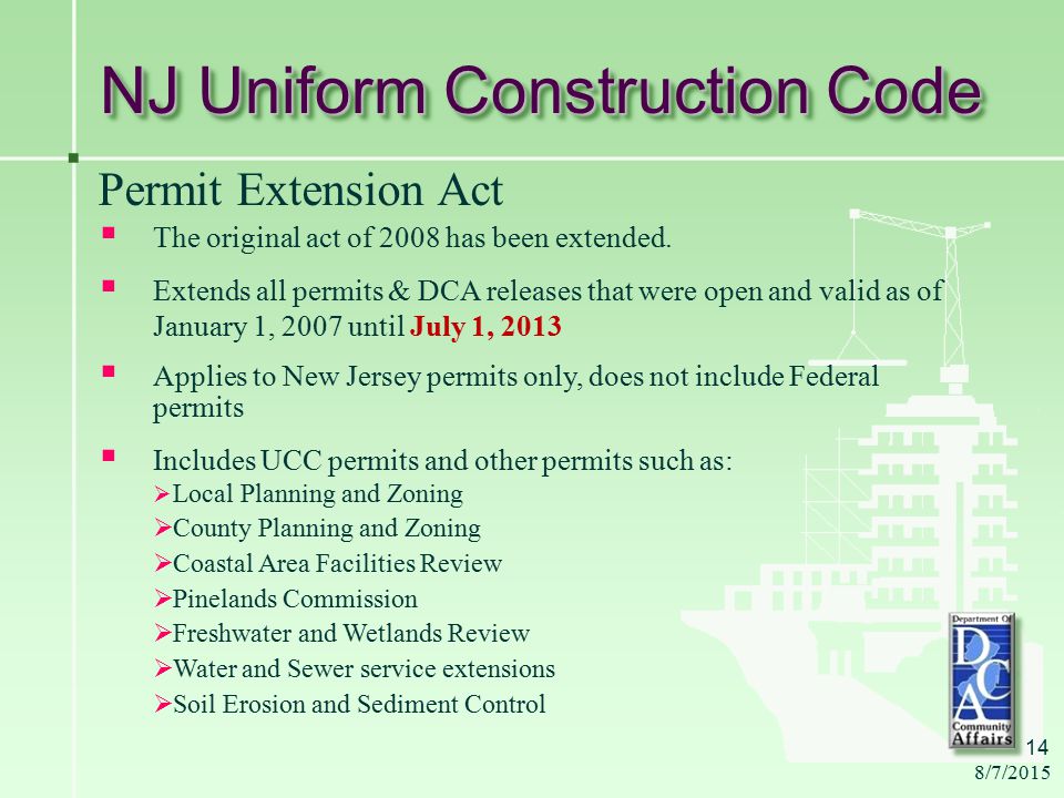 Uniform Construction Codes 18