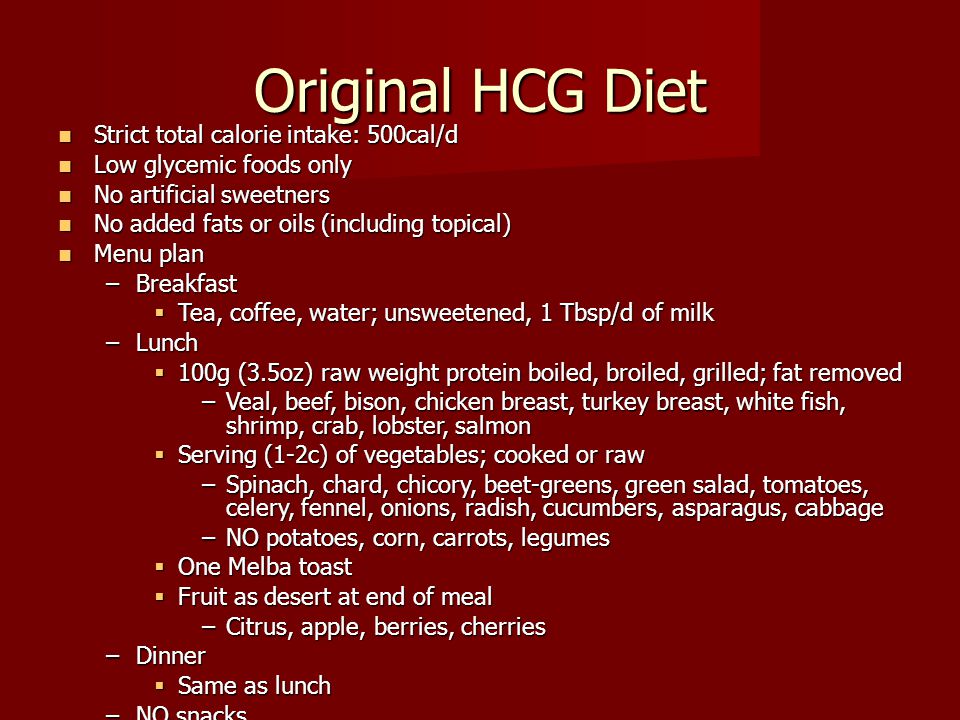 Hcg Diet Plan Original