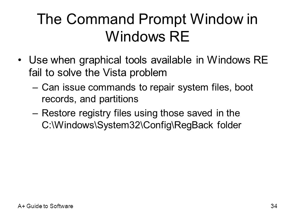 Vista Command Prompt Boot Repair Commands
