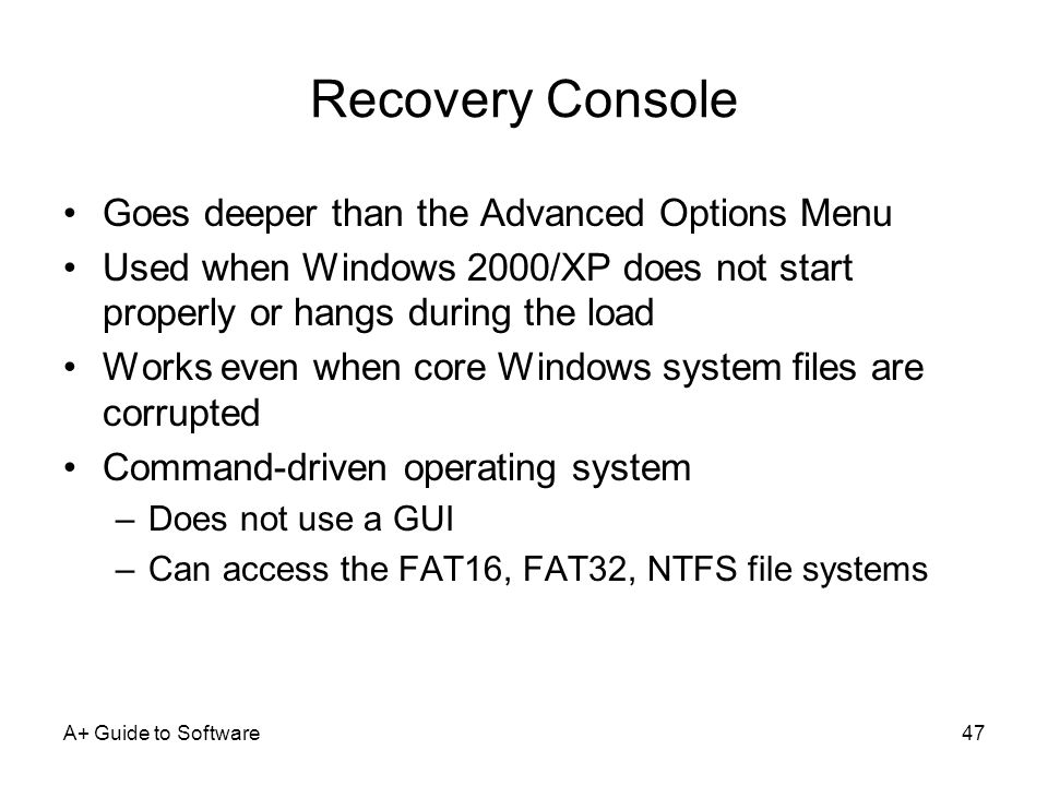Vista Recovery Console Options