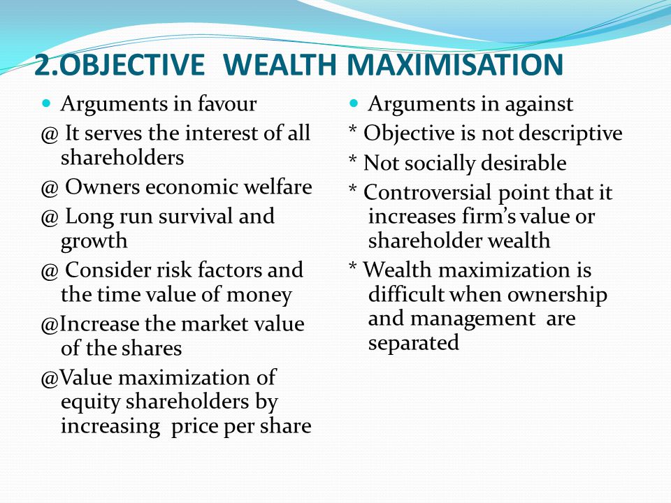 stockholder wealth maximization