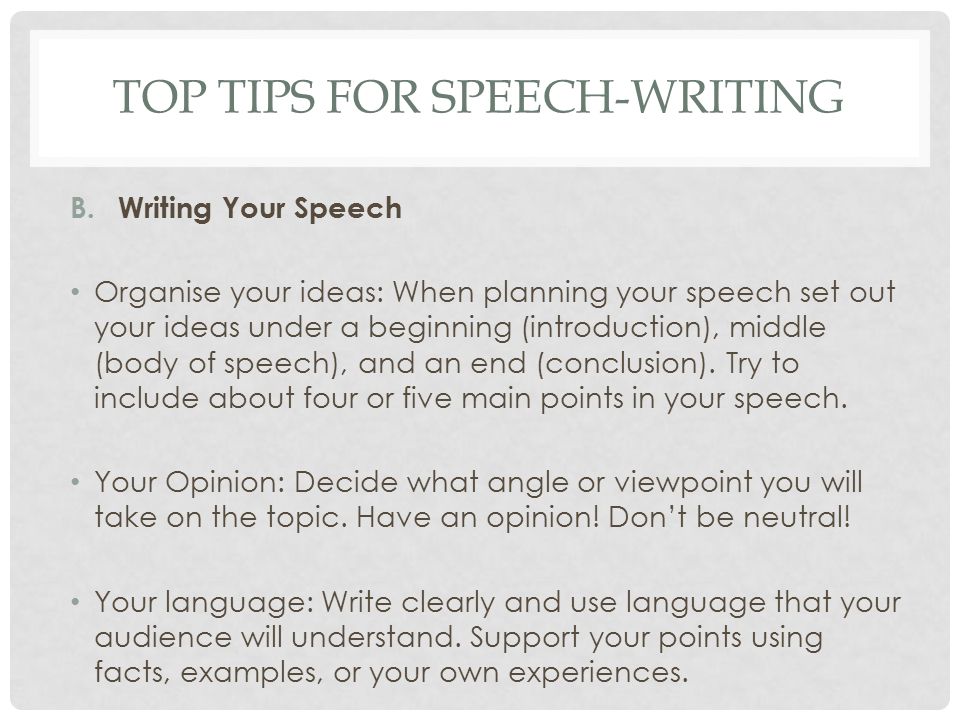what to write a speech on