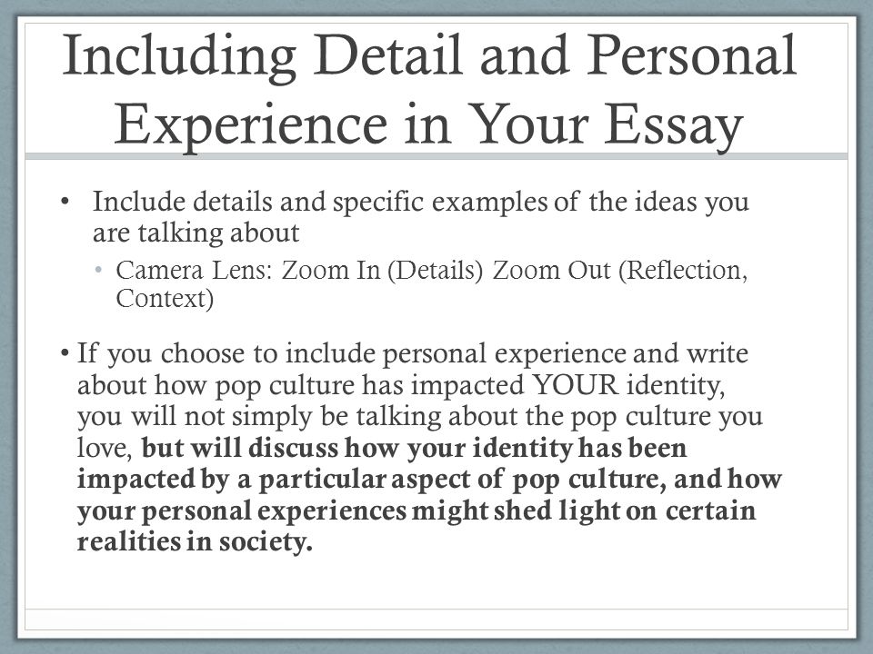 how to write about personal experiences in an essay