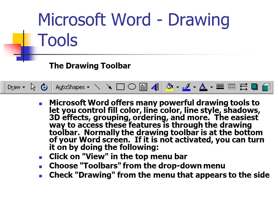 Access Drawing Tools Microsoft Word
