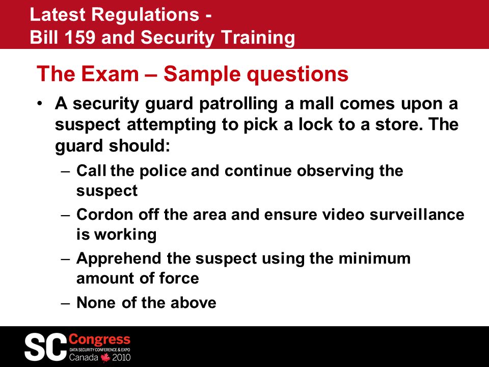 Ontario Security Guard License Test Sample Questions