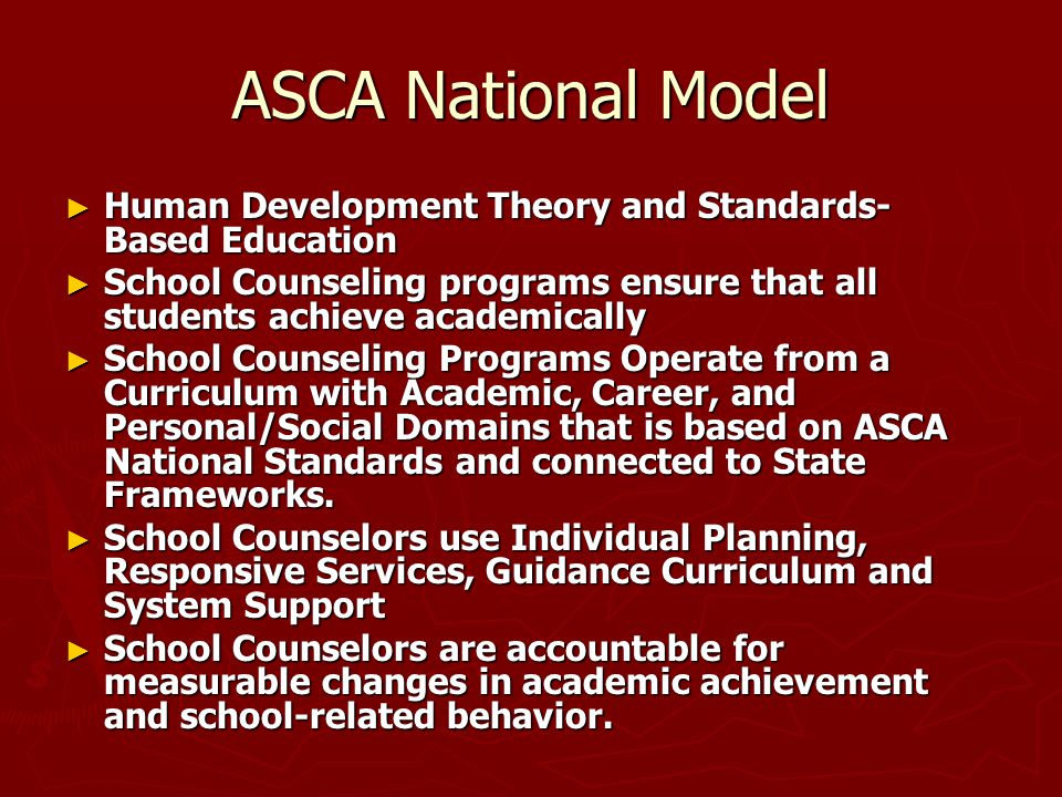 asca national model  school counselors using data