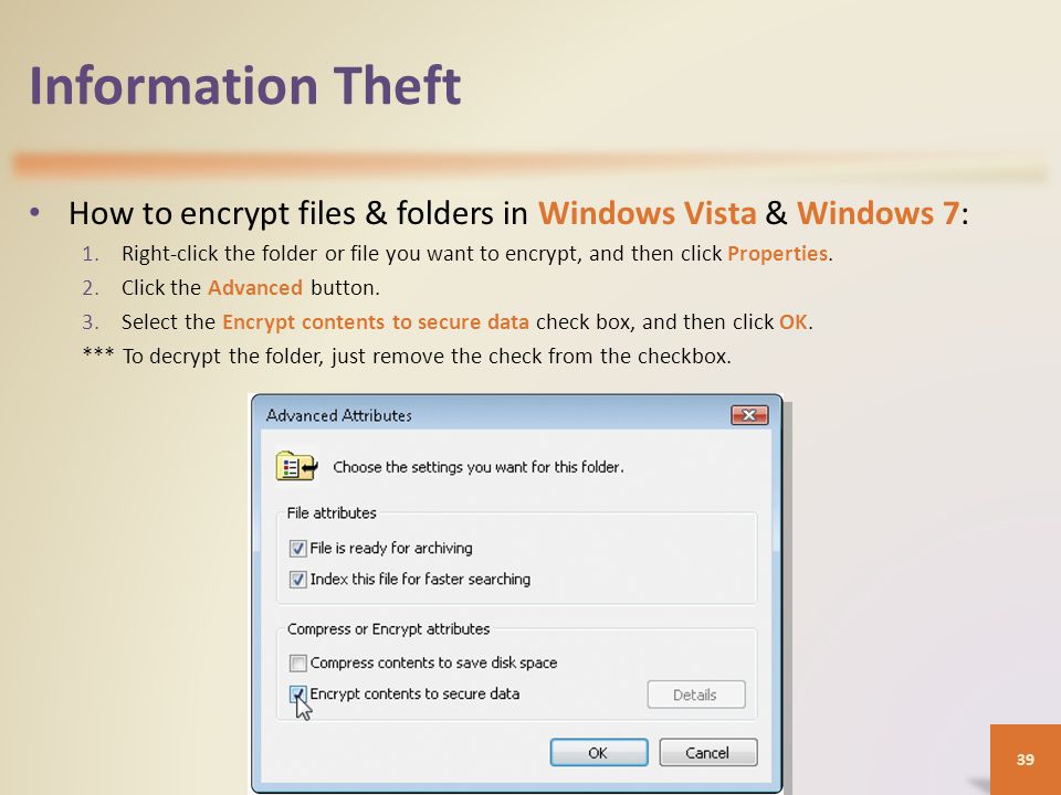 Encrypt Contents To Secure Data Vista