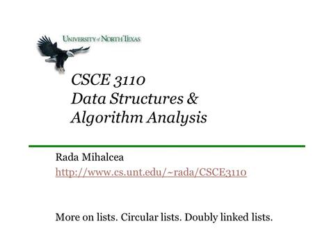 CSCE 3110 Data Structures & Algorithm Analysis