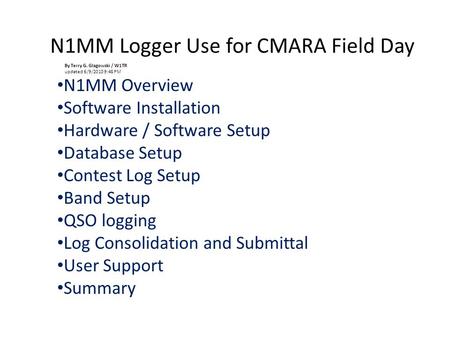 N1MM Logger Use for CMARA Field Day