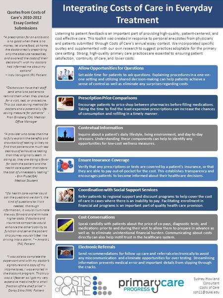 Listening to patient feedback is an important part of providing high-quality, patient-centered, and cost effective care. This toolkit was created in response.