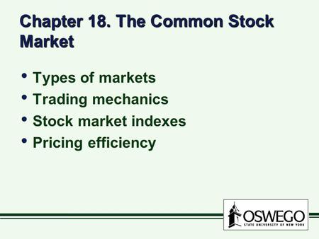 Chapter 18. The Common Stock Market