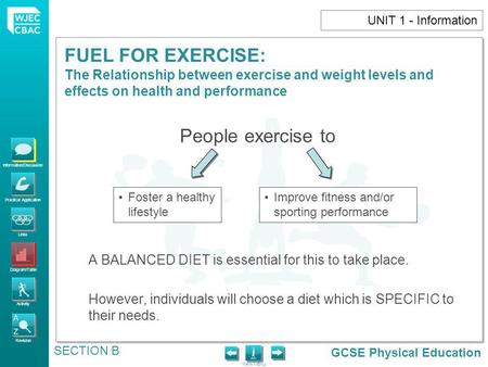 UNIT 1 - Information People exercise to Foster a healthy lifestyle