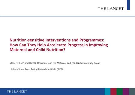 Nutrition-sensitive Interventions and Programmes:
