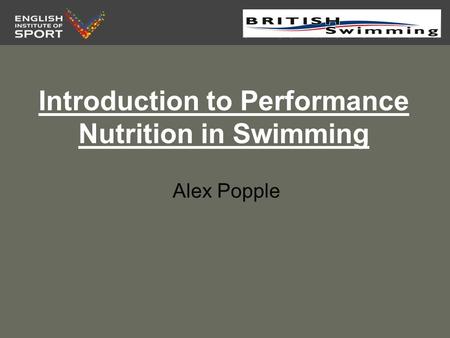Introduction to Performance Nutrition in Swimming