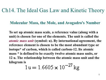 Ch14. The Ideal Gas Law and Kinetic Theory