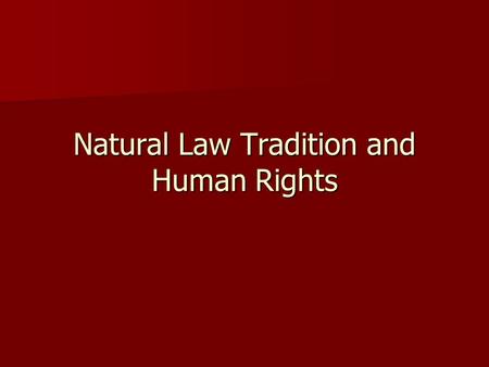 Natural Law Tradition and Human Rights. Project Updates Revised list is posted on the webpage Revised list is posted on the webpage Elizabeth Stegeman.