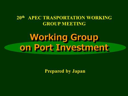 Prepared by Japan Working Group on Port Investment 20 th APEC TRASPORTATION WORKING GROUP MEETING.