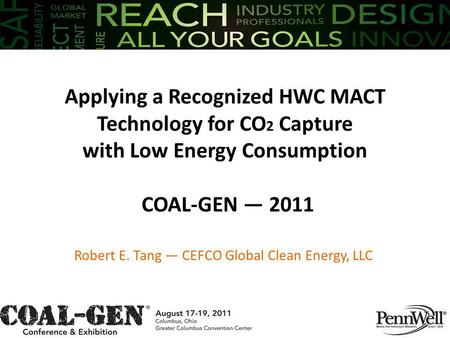 Robert E. Tang — CEFCO Global Clean Energy, LLC