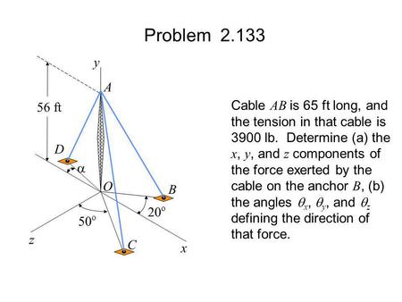 Problem y A Cable AB is 65 ft long, and 56 ft