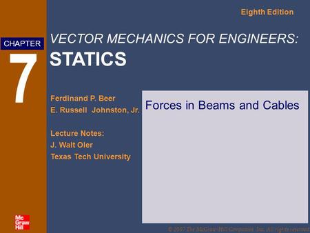 Forces in Beams and Cables