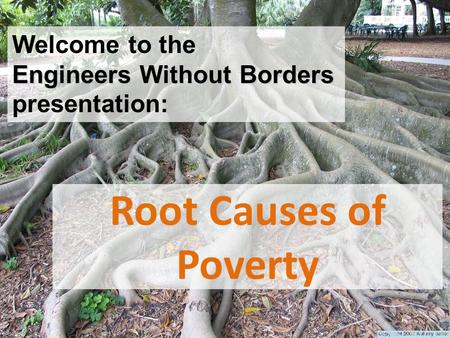 Root Causes of Poverty Engineers Without Borders Welcome to the Engineers Without Borders presentation:
