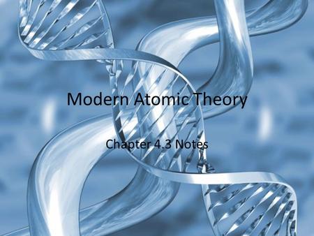 Modern Atomic Theory Chapter 4.3 Notes.