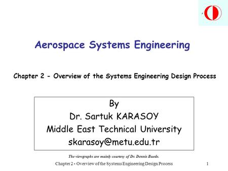 Chapter 2 - Overview of the Systems Engineering Design Process1 Aerospace Systems Engineering Chapter 2 - Overview of the Systems Engineering Design Process.