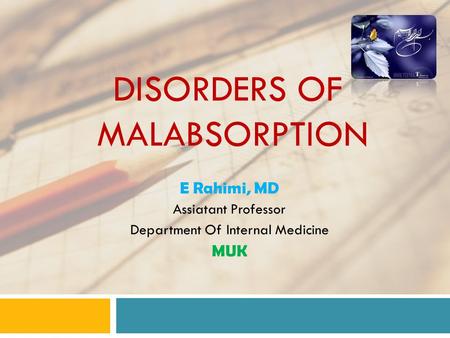 Disorders of Malabsorption