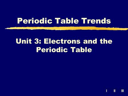 Unit 3: Electrons and the Periodic Table