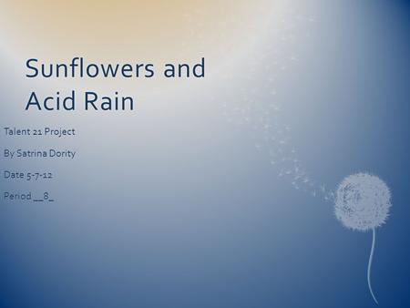 Sunflowers and Acid Rain Talent 21 Project By Satrina Dority Date 5-7-12 Period __8_.