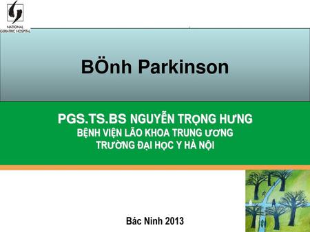 BÖnh Parkinson PGS.TS.BS NGUYỄN TRỌNG HƯNG BỆNH VIỆN LÃO KHOA TRUNG ƯƠNG TRƯỜNG ĐẠI HỌC Y HÀ NỘI Bác Ninh 2013.