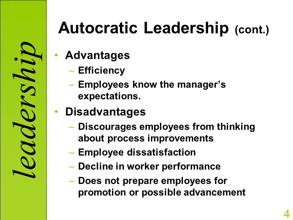 describe autocratic leadership style