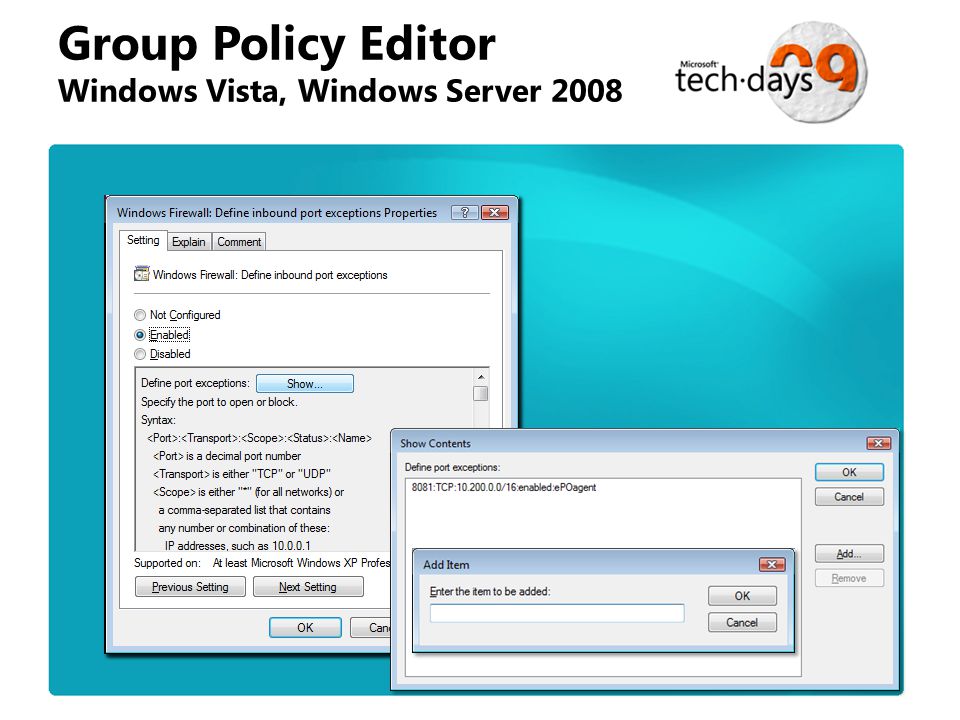 Run Group Policy Editor Vista