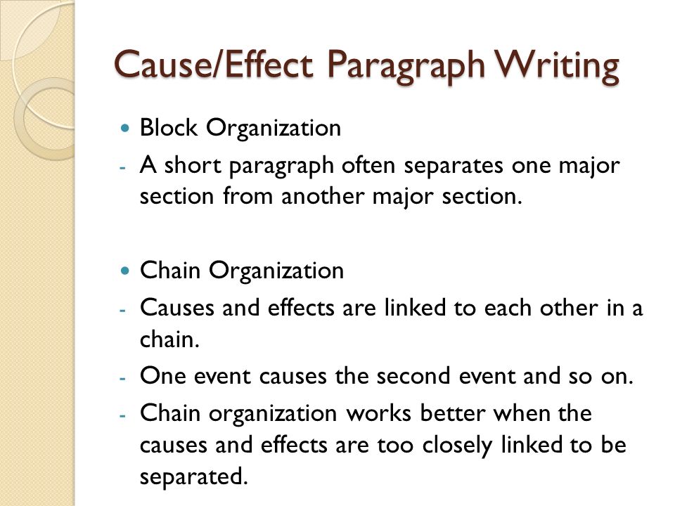 cause effect paragraph examples
