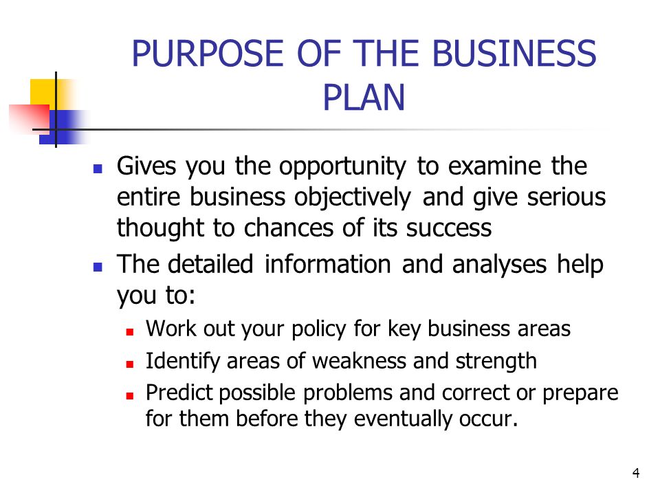 Purposes Of A Business Plan