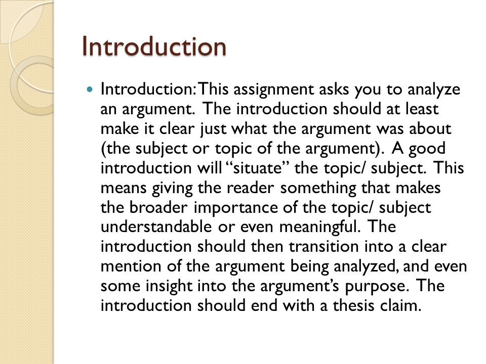 how to write an assignment introduction