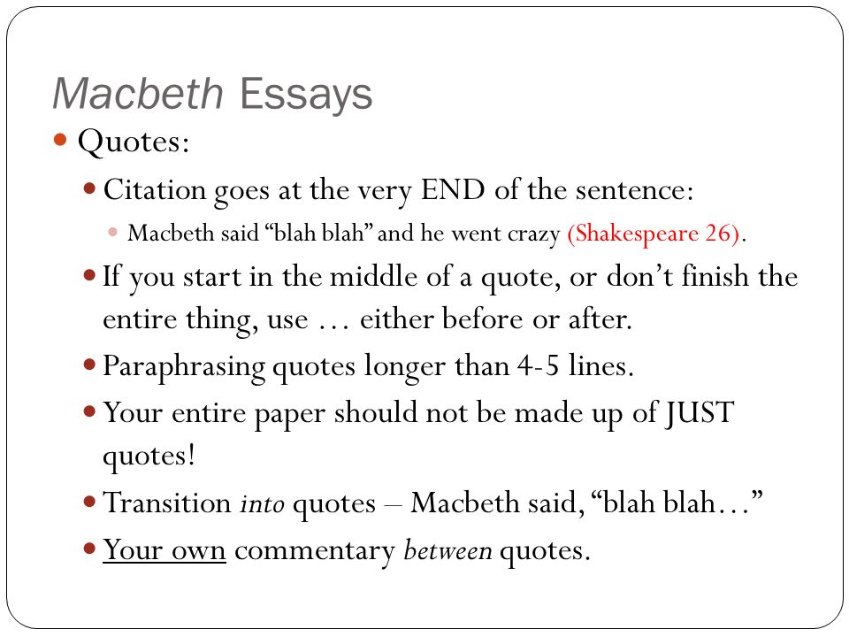 Macbeth essay topic